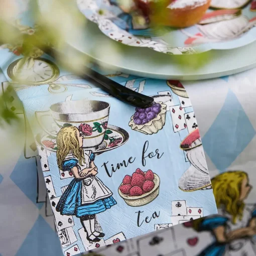 Alice in Wonderland Blue Cocktail Napkins - 20 pack