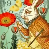 Alice In Wonderland White Rabbit in the Poppy Garden Greetings Card