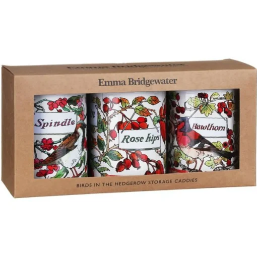 Birds in the Hedgerow Set of 3 Round Caddies