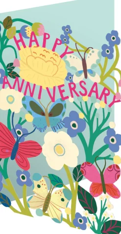 Bright Butterflies Happy Anniversary Laser Greeting Card