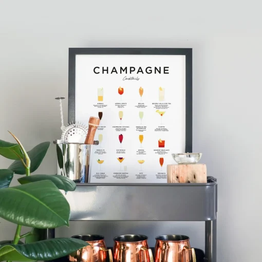 Champagne Cocktails Print - Framed