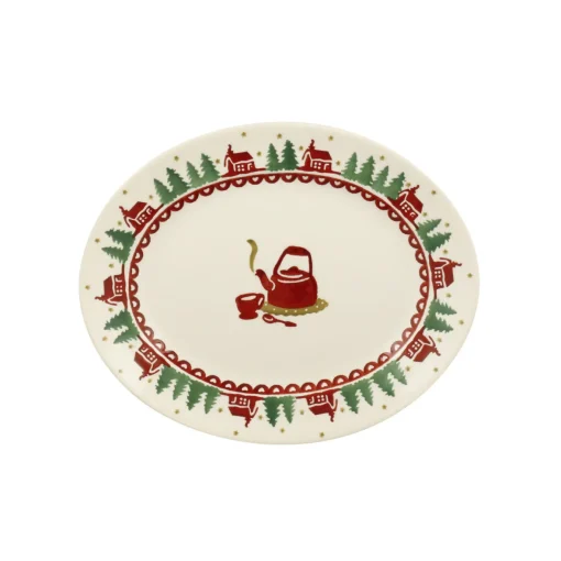 Christmas Cabin Small Oval Platter
