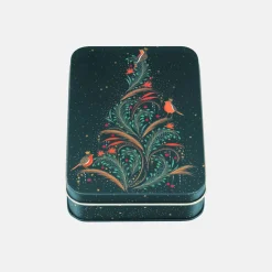 Christmas Robin Tree Small Rectangular Tin