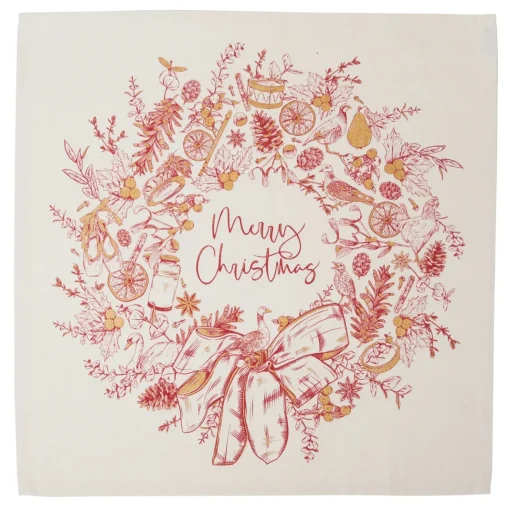 Christmas Wreath Napkins - Set of 4