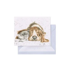 'Dog and Catnap' Bassett Hound and Cat Enclosure Card