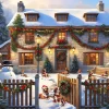 Dogs in a Christmas Cottage Garden 1000 Piece Jigsaw Puzzle