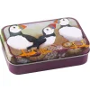 Felted Puffin Hinged Small Rectangular Tin