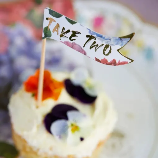 Floral Cocktail Stick Food Flags - 24 pack