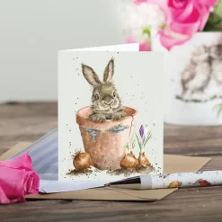 'Flower Pot Bunny' Rabbit Enclosure Card