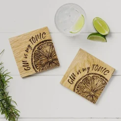 Gin is My Tonic Oak Coasters - Set of 2