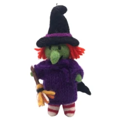 Halloween Witch with Broom Felt Decoration