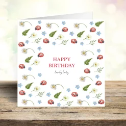 'Happy Birthday Lovely Lady' Multi Ladybird Greetings Card