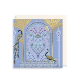 Ornate Doors & Peacocks Greeting Card by Sara Miller