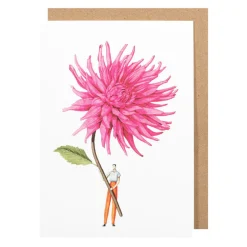 Pink Dahlia Blank Greetings Card