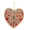 Red Velvet Crystal Heart Decoration by Tinker Tailor London