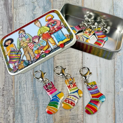 Socks Set of 6 Crochet Markers in a Pocket Tin