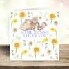 'Somebunny Loves You' Rabbits and Daffodils Greetings Card