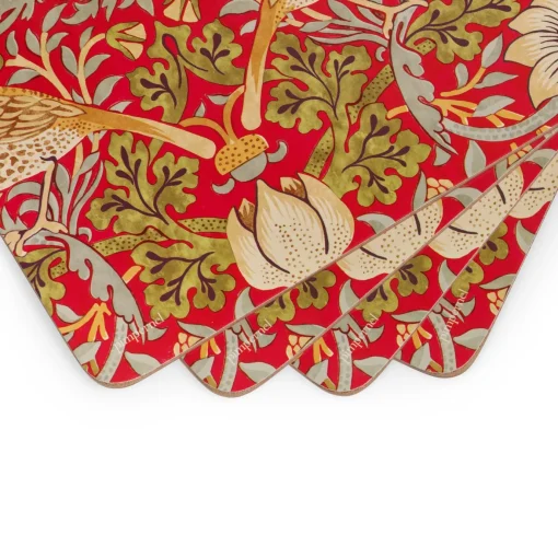 Spode Morris and Co Strawberry Thief Red Placemats - Set of 4