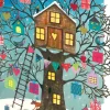 Treehouse Blue Lasercut Christmas Card Kraft Box