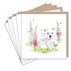 Westie and Foxgloves Set of 5  Notecards
