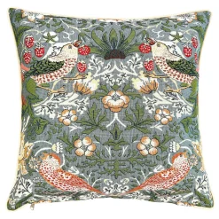William Morris Strawberry Thief Grey Pillow